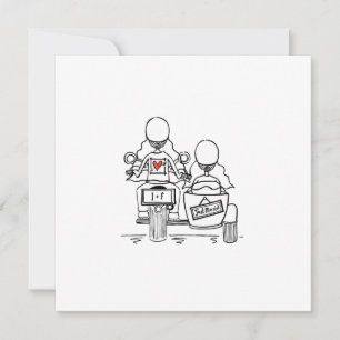 Custom Two Brides Motorbike and Sidecar Wedding Invitation