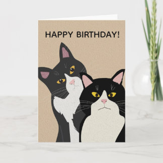 CUSTOM Two Cats Happy Birthday Card
