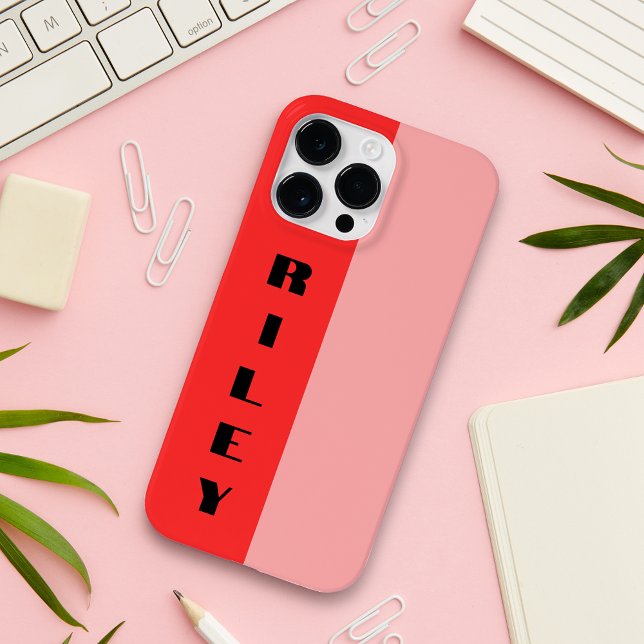 Custom Two Colour Block Rose Blush Red Big Name Case-Mate iPhone Case (Creator Uploaded)