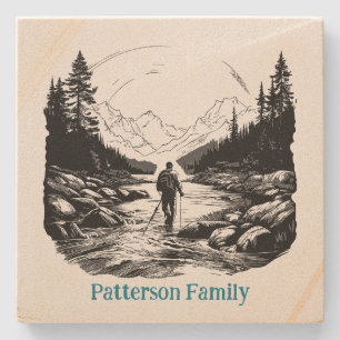 Custom Two Colour Trout Fishing Stone Coaster
