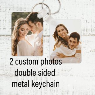 Custom two couple photo double sided aluminium  key ring