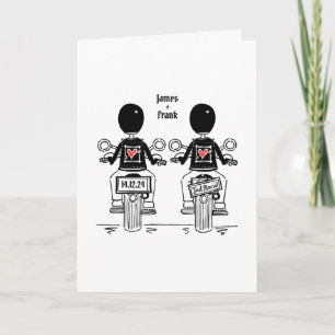 Custom Two Grooms Biker Motorcycle Evening Wedding Invitation