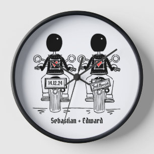 Custom Two Grooms Biker Motorcycle Wedding Clock