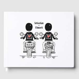 Custom Two Grooms Biker Motorcycle Wedding Guest Book