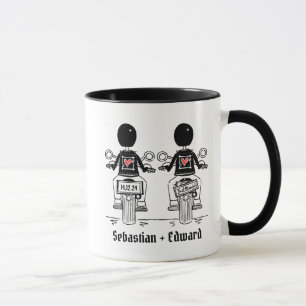 Custom Two Grooms Biker Motorcycle Wedding Mug