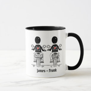 Custom Two Grooms Biker Motorcycle Wedding Mug