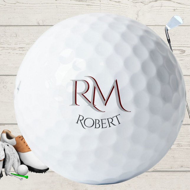 Custom Two-Layered Monogram with First Name  Golf Balls (Creator Uploaded)