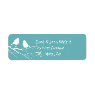 Custom Two Little White Sparrow Birds Silhouette L Return Address Label