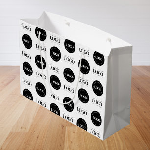 Custom Two Logo Step and Repeat Business Company Large Gift Bag