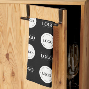 Custom Two Logo Step and Repeat Business Company  Tea Towel