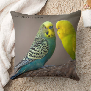 Custom Two parrot image with Love Text  Cushion