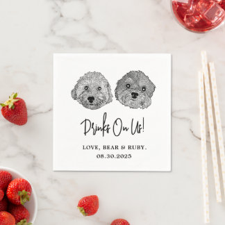Custom Two Pet Cocktail Napkins Wedding