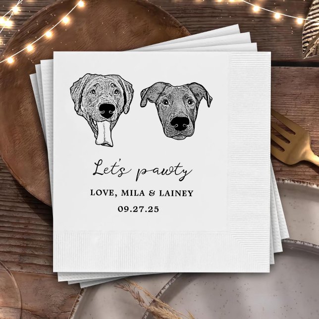 Custom Two Pet Cocktail Napkins Wedding (Creator Uploaded)