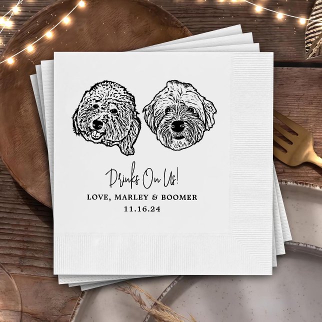 Custom Two Pet Cocktail Napkins Wedding (Creator Uploaded)