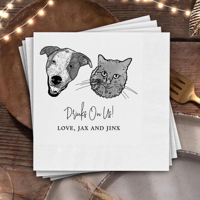 Custom Two Pet Cocktail Napkins Wedding (Creator Uploaded)
