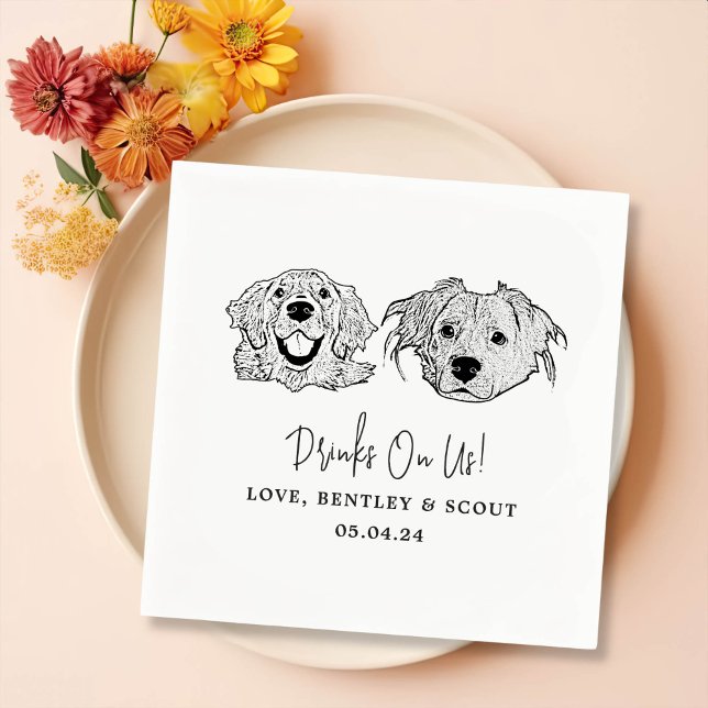 Custom Two Pet Cocktail Napkins Wedding (Creator Uploaded)
