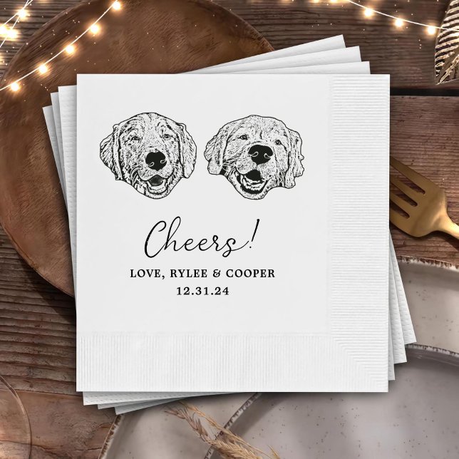 Custom Two Pet Cocktail Napkins Wedding (Creator Uploaded)
