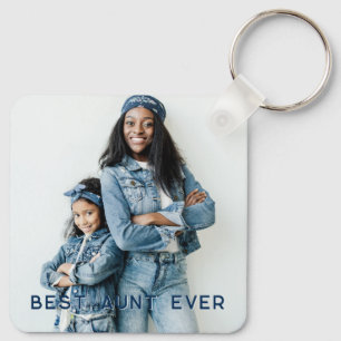 Custom Two Photo Best Aunt Ever Key Ring