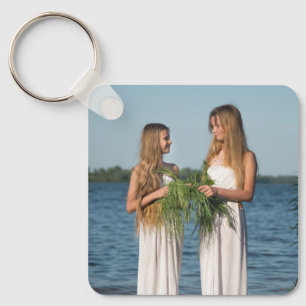 Custom Two Photo Double Sided Aluminium Keychain