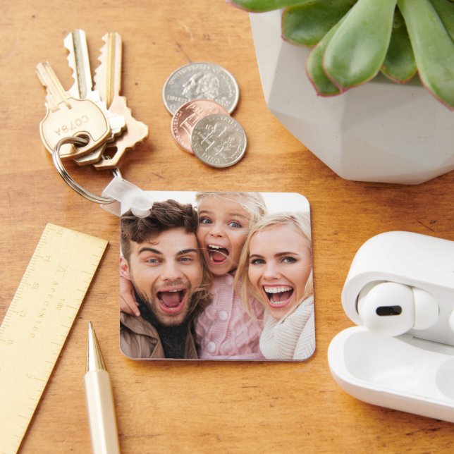 Custom Two Photo Double Sided Aluminium Keychain (Desk)