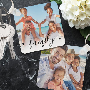 Custom Two Photo Double Sided Family Photo Key Ring