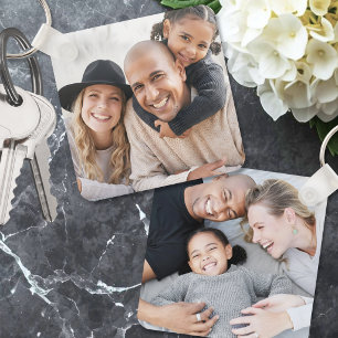 Custom Two Photo Double Sided Family Photo Key Ring