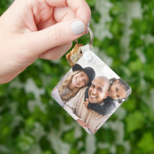 Custom Two Photo Double Sided Family Photo Key Ring