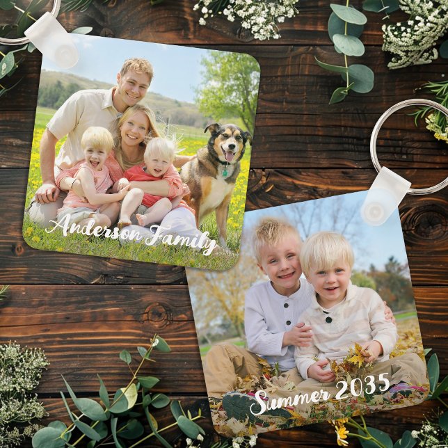 Custom Two Photo Family Double Sided Personalised Key Ring (Creator Uploaded)