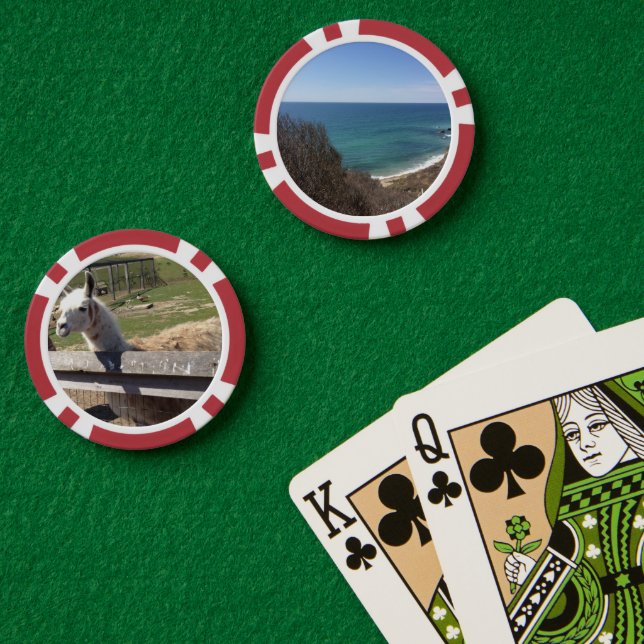 Custom two photo image picture personalised poker chips (Poker Table (Double))