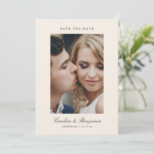 Custom Two Photo Script QR Ivory Elegant Wedding  Save The Date