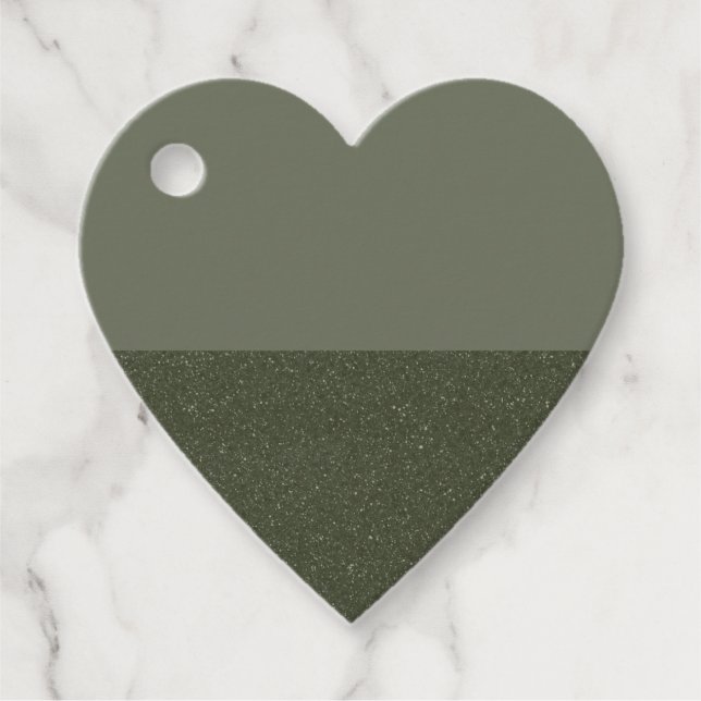 Custom Two-Tone Heart Favour Tag – Moss Green (Front)