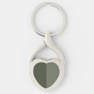 Custom Two-Tone Moss Green Textured Heart Keychain