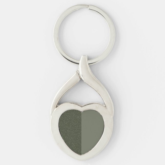 Custom Two-Tone Moss Green Textured Heart Keychain (Front)