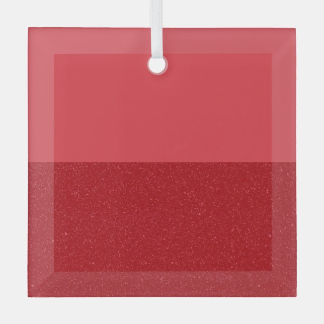 Custom Two-Tone Tomato Red Minimal Glass Ornament (Front)