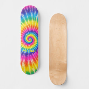 Custom Tye-Dye Retro Colorful Unisex Add Name  Skateboard