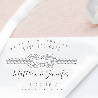 Custom Tying The Knot Rustic Script Save The Date Rubber Stamp