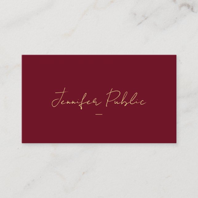Custom Typography Gold Text Script Luxury Glossy Business Card (Front)