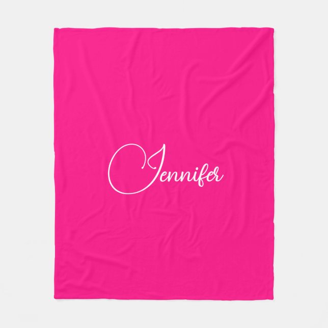 Custom Typography Names Wow Pink Medium Fleece Blanket (Front)