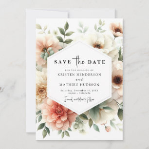 Custom Typography Peach Wedding Save The Date