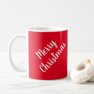 Custom Typography Red White Merry Christmas Coffee Mug
