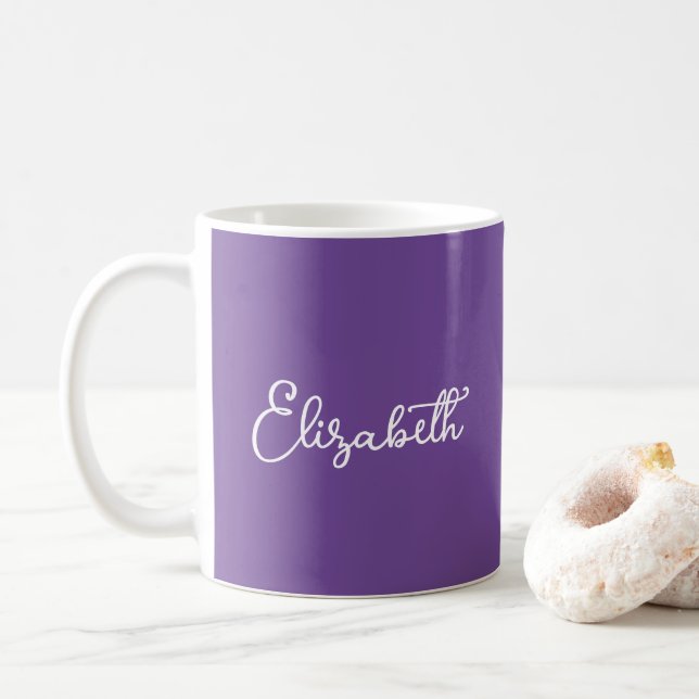 Custom Typography Script Add Your Name Template Coffee Mug (With Donut)