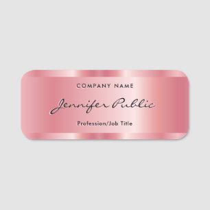 Custom Typography Script Elegant Rose Gold Name Tag