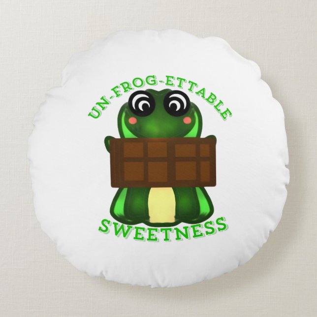 Custom Un-frog-ettable Sweetness Frog Gift Round Cushion (Front)