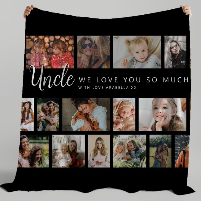 Custom Uncle 18 Photo Collage Fleece Blanket (Creator Uploaded)