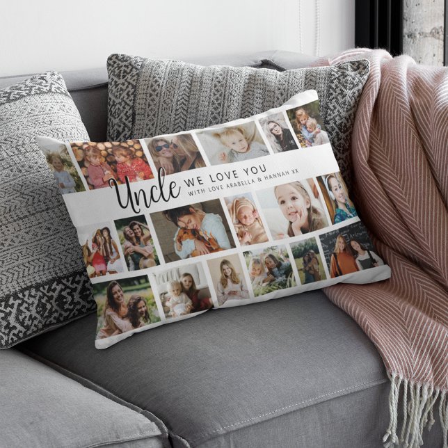 Custom Uncle 18 Photo Collage Lumbar Cushion (Creator Uploaded)