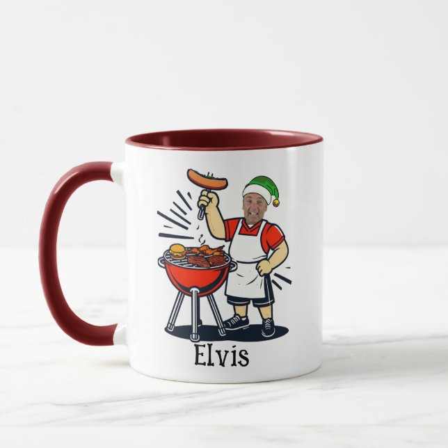 Custom Uncle BBQ Chef Mug - Christmas Photo Gift (Left)