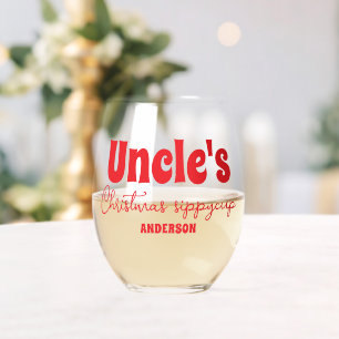 Custom Uncle's Christmas Sippy Cup Stemless Wine Glass