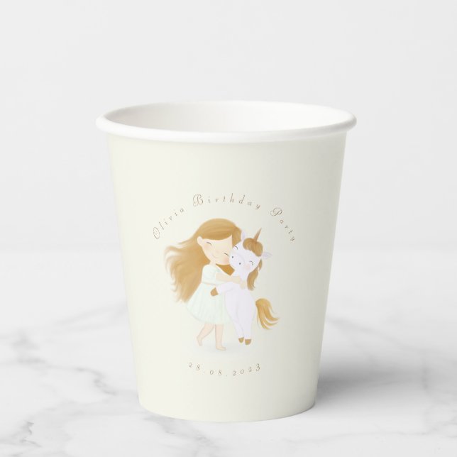 Custom Unicorn Birthday Party, Baby Shower Paper Cups (Front)