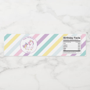 Custom Unicorn Birthday Water Bottle Label