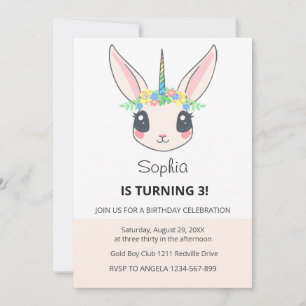 Custom Unicorn Cute Pink Birthday Party Invitation